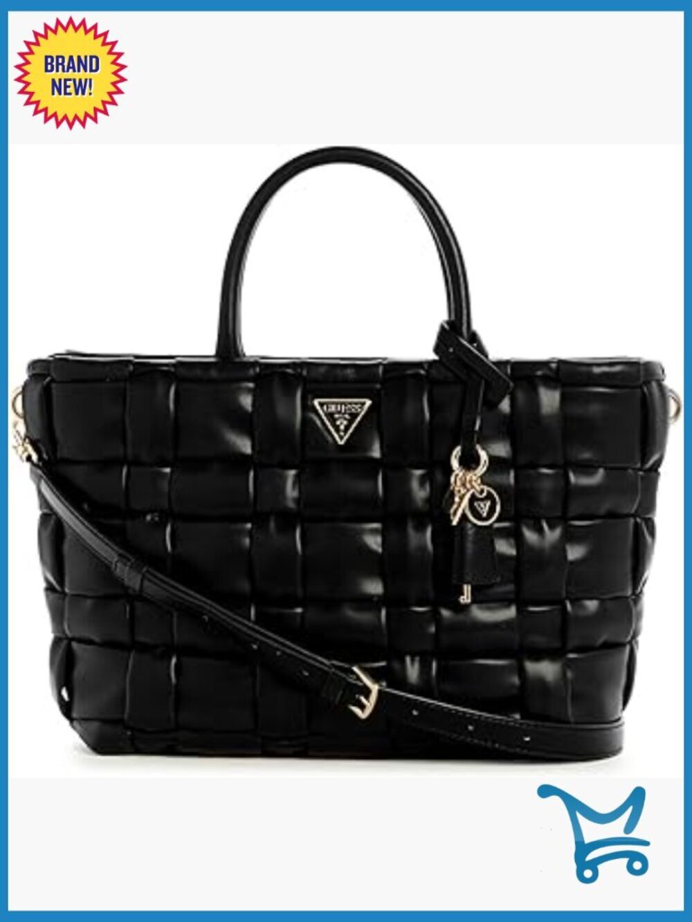 Eco Woven Satchel with Detachable Crossbody Strap, 3 Compartments